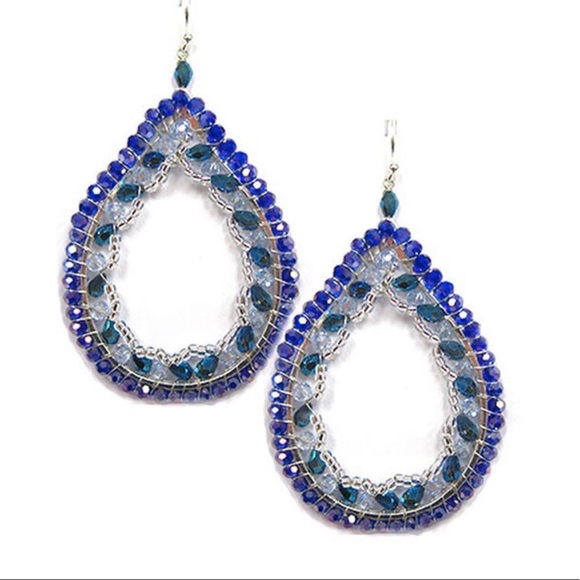 Handmade Exotic Jewel Teardrop Earrings,NWT - Picture 2 of 3